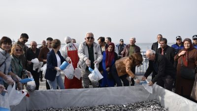 Zonguldak'ta hamsi festivalinde 10 ton balık dağıtıldı