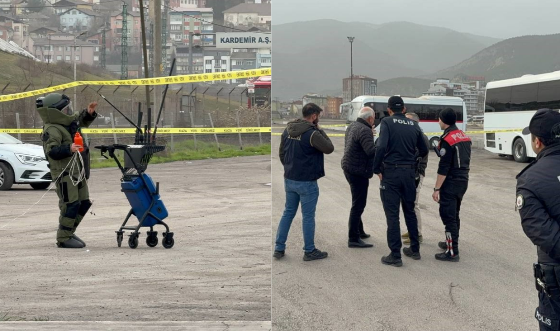 Karabük‘te açık otoparktaki valiz, bomba imha ekiplerince fünye ile kontrollü
