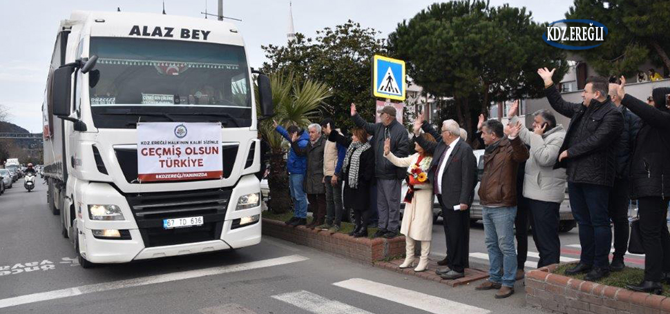 Kdz. Ereğli Belediyesi, depremden sonra bölgeye gönderdiği 15 yardım tırının