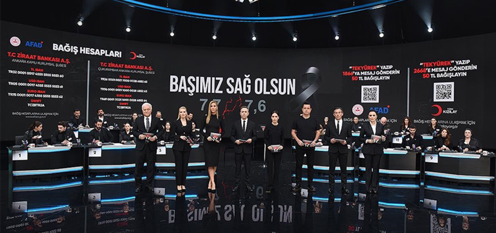 Kahramanmaraş merkezli 11 ili etkileyen deprem için ortak yayınla ekranlarda