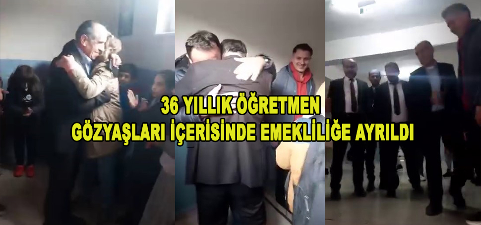 Karabük’te öğrencilerinin ve meslektaşlarının alkışları eşliğinde emekliliğe ayrılan öğretmen gözyaşlarını