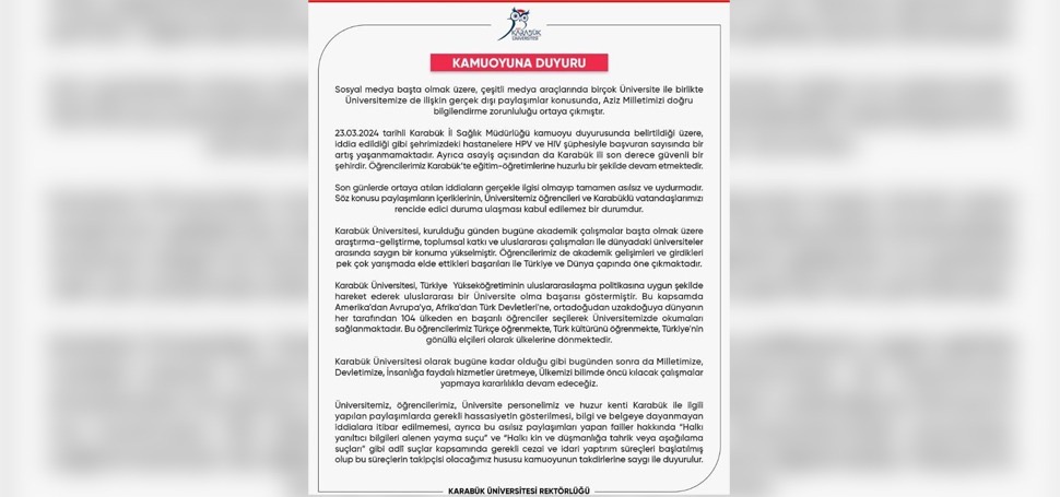 Karabük Üniversitesi Rektörlüğünden son günlerde Karabük Üniversitesinde okuyan uluslararası öğrenciler