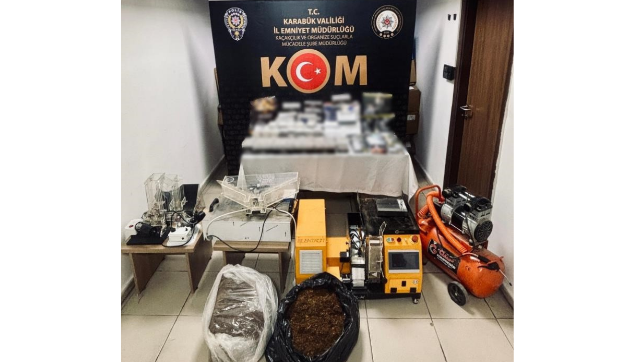 Karabük’te polis ekiplerinin düzenlediği operasyonda 20 kilogram tütün ile 12