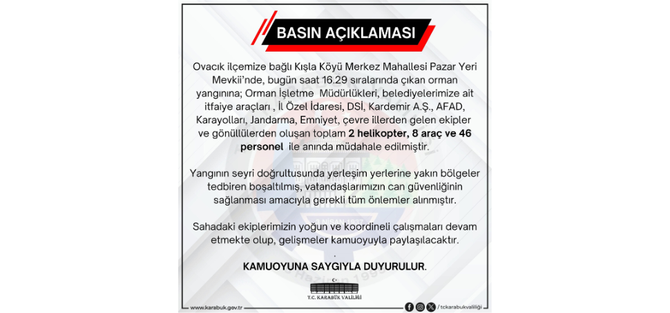 Karabük’ün Ovacık ilçesine bağlı Kışla Köyü Merkez Mahallesi Pazar Yeri