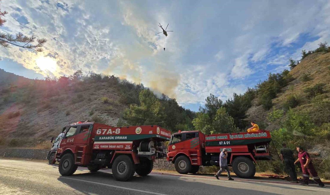 Karabük’te çıkan orman yangını, ekiplerin havadan ve karadan müdahasiyle kontrol