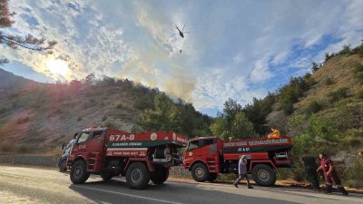 Karabük’te çıkan orman yangını, ekiplerin havadan ve karadan müdahasiyle kontrol