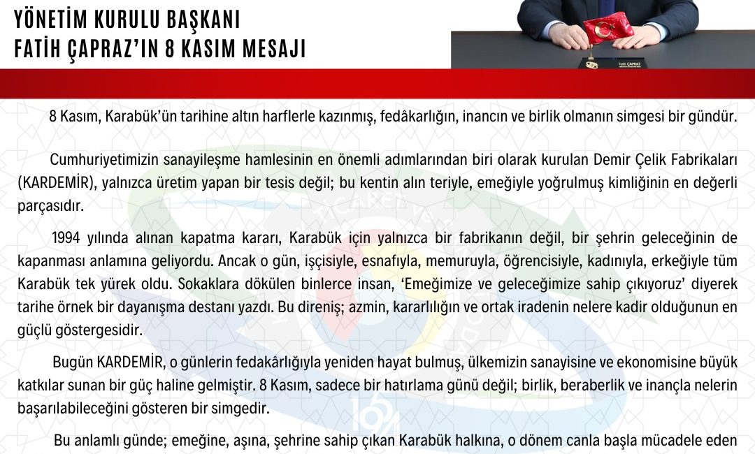 Karabük’ün simgesi haline gelen 8 Kasım Direnişi’nin 31. yıl dönümü