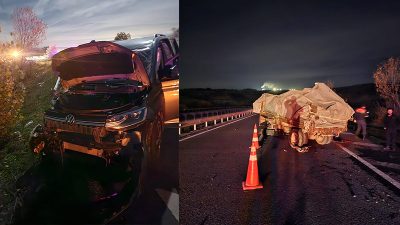 Bolu’nun Yeniçağa ilçesinde traktör ile hafif ticari aracın çarpışması neticesinde