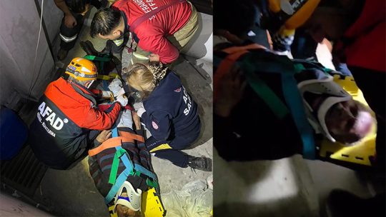 Karabük’ün Safranbolu ilçesinde bir apartmanın boşluğuna düşen yaşlı adam, AFAD,