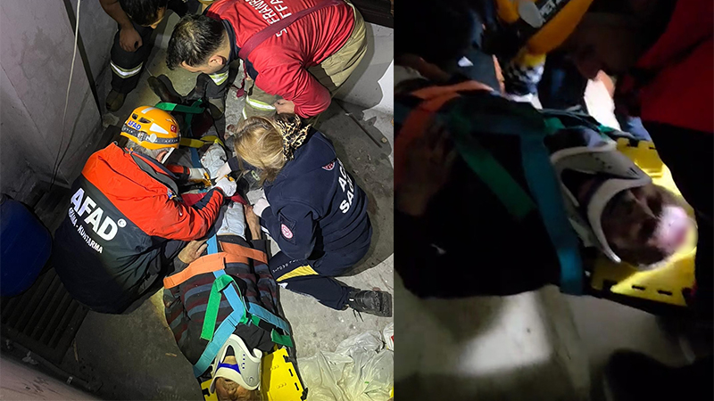 Karabük’ün Safranbolu ilçesinde bir apartmanın boşluğuna düşen yaşlı adam, AFAD,