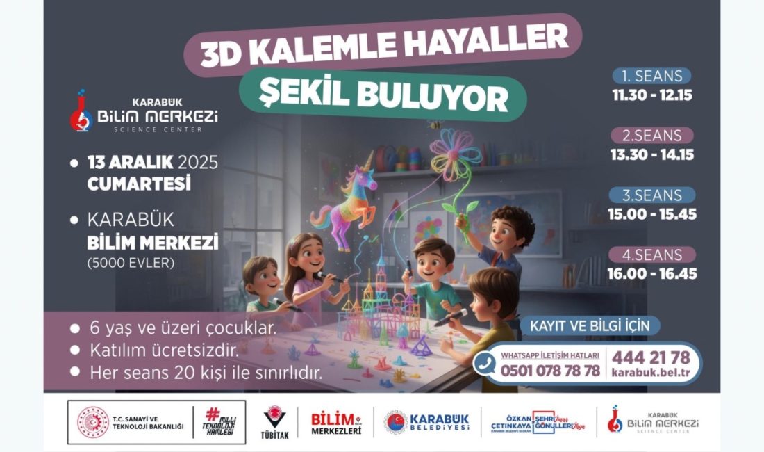 Karabük Belediyesi’ne bağlı Karabük Bilim Merkezi, çocukların hayal gücünü geliştirmek