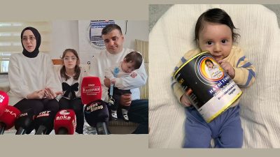 Hüseyin, Gonca Çelik’in 5 aylık oğulları Uras Çelik’e doğumdan kısa