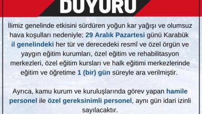 Karabük’te etkisini sürdüren yoğun kar yağışı ve olumsuz hava koşulları