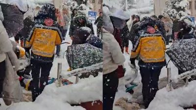 Karabük’ün Yenice ilçesinde kız yurdunda bir öğrenci karla kaplı merdivenden