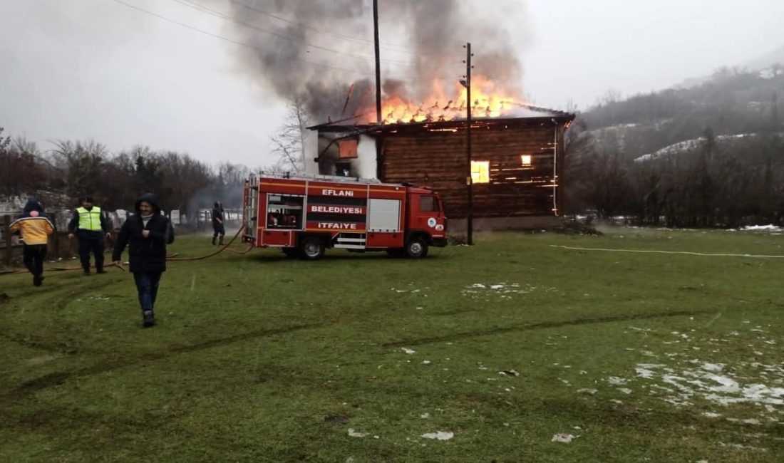 Karabük’ün Eflani ilçesine bağlı Ovaşeyhler köyünde çıkan yangında yaklaşık 450