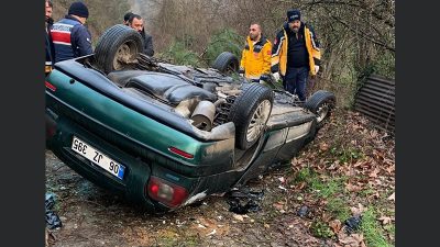 Karabük’ün Yenice ilçesinde kontrolden çıkan otomobilin takla atması sonucu 1