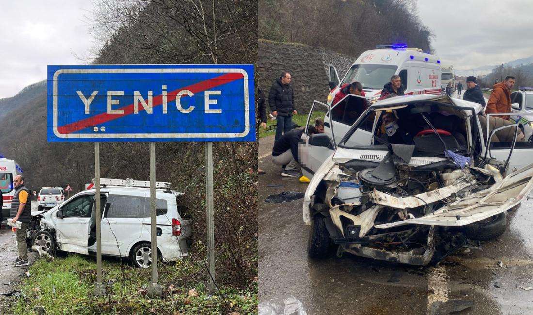 Karabük’ün Yenice ilçesinde iki otomobilin kafa kafaya çarpışması sonucu meydana