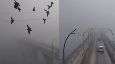 Karabük ile Safranbolu’yu birbirine bağlayan Kanyon Köprüsü’nün bazı bölümlerinin yoğun sis