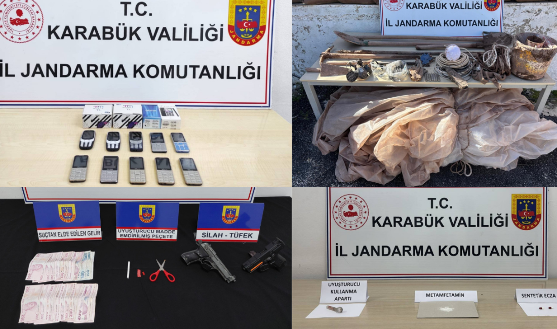 Karabük‘te jandarma ekiplerince düzenlenen operasyonlarda uyuşturucu madde, ruhsatsız silah, kaçak