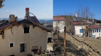 Karabük‘ün Eflani ilçesinde baca kaynaklı olduğu değerlendirilen ev yangınında 1