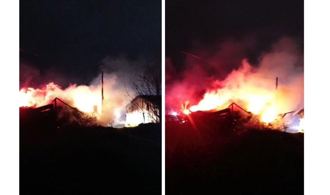 Karabük’ün Eskipazar ilçesinde samanlık ve odunlukta çıkan yangın hasara yol