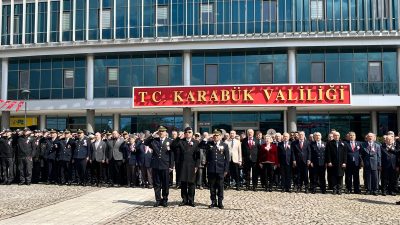 Karabük’te, Türk Polis Teşkilatı’nın 181. kuruluş yıl dönümü dolayısıyla çelenk