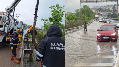 Zonguldak-Alaplı çevre yolunun sağanak nedeniyle su altında kalması sonucu ulaşımda