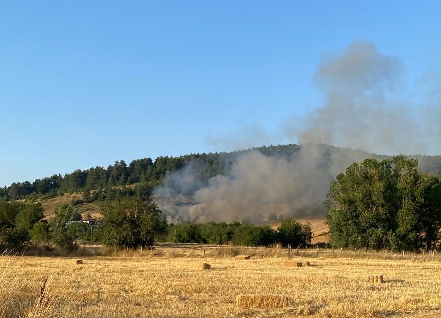 Karabük’ün Eflani ilçesine bağlı Çengeller Köyü’nde akşam saatlerinde çıkan yangın,
